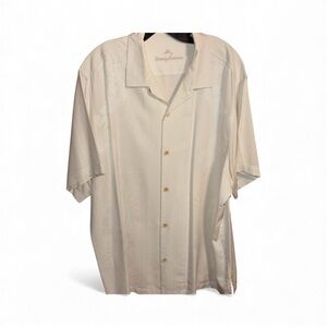 Tommy Bahama Men's Casual Silk Cream Button Down Shirt